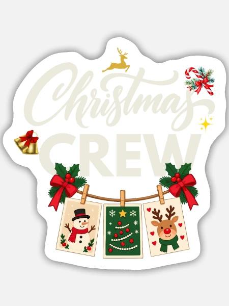 Weihnachts-Crew - Sticker Größe M (15 x 15 cm) - Mattweiß