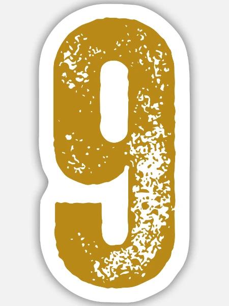 9 - Sticker Größe M (15 x 15 cm) - Mattweiß
