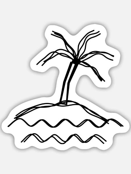 Insel handgezeichnet - Sticker Größe M (15 x 15 cm) - Mattweiß