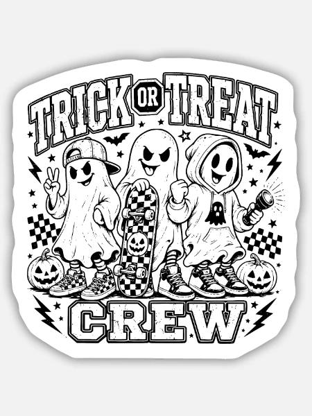 Trick or Treat Crew - Sticker Größe M (15 x 15 cm) - Mattweiß