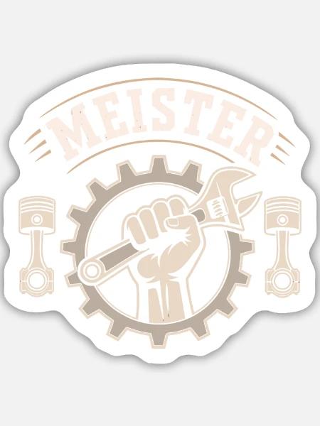 KFZ Meister Prüfung bestanden - Sticker Größe M (15 x 15 cm) - Mattweiß