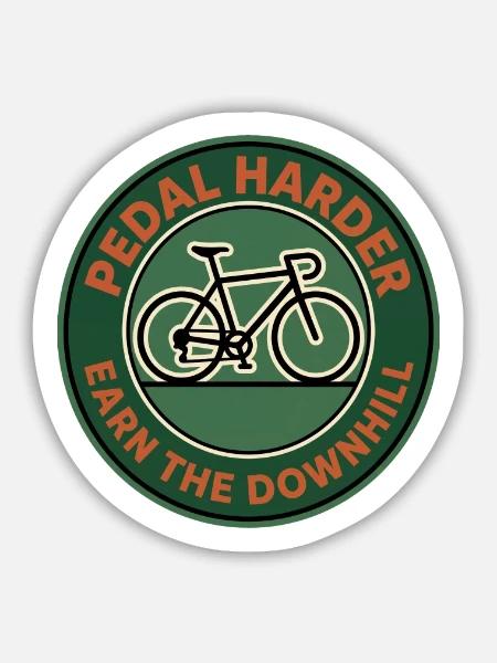Pedal Harder – Ausdauer-Radsportabzeichen - Sticker Größe M (15 x 15 cm) - Mattweiß
