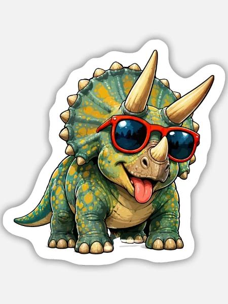 dino-cool - Sticker Größe M (15 x 15 cm) - Mattweiß