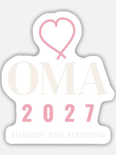 Oma 2027 - Sticker Größe M (15 x 15 cm) - Mattweiß