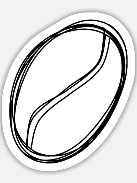 Kaffeebohne handgezeichnet - Sticker Größe M (15 x 15 cm) - Mattweiß