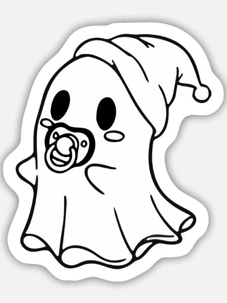 Baby-Geist-Halloween - Sticker Größe M (15 x 15 cm) - Mattweiß