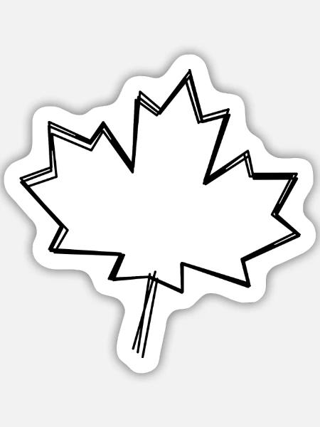 Ahornblatt handgezeichnet - Sticker Größe M (15 x 15 cm) - Mattweiß