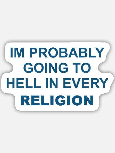 033 Religiöses Paradox Meme Tee - Sticker Größe M (15 x 15 cm) - Mattweiß
