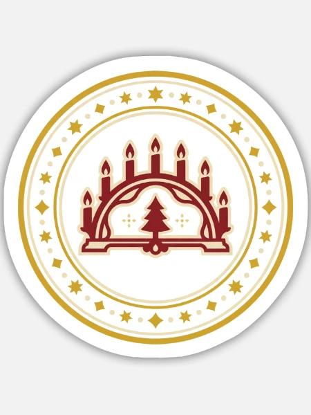 Schwibbogen Abzeichen Erzgebirge Advent - Sticker Größe M (15 x 15 cm) - Mattweiß