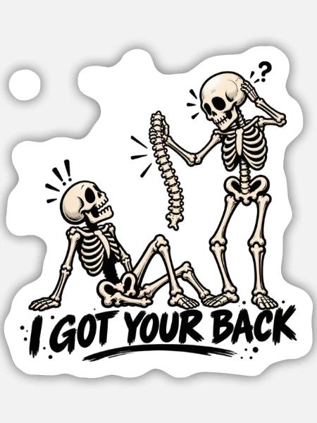 Skelettduelle und Lachen - Sticker Größe M (15 x 15 cm) - Mattweiß