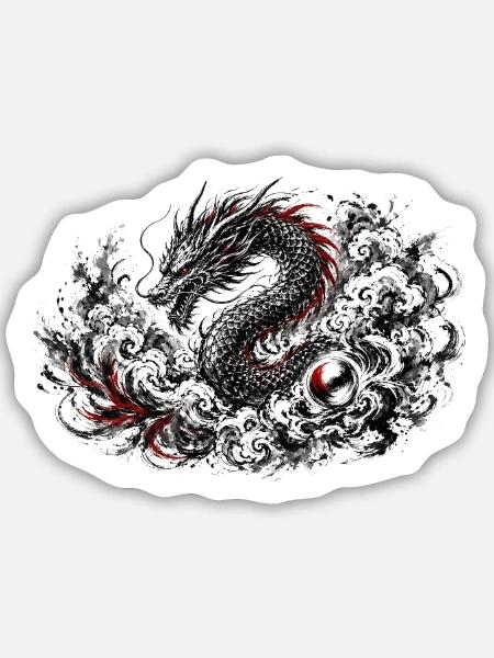Roter Phönix im Dunkel - Sticker Größe M (15 x 15 cm) - Mattweiß