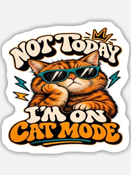 Lustige rote Katze mit Brille - Sticker Größe M (15 x 15 cm) - Mattweiß