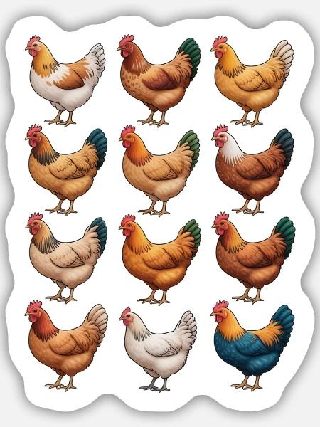 Lebendiges Hennen-Mosaik-Huhn - Sticker Größe M (15 x 15 cm) - Mattweiß