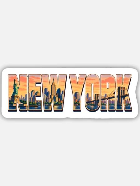New-York-33cm - Sticker Größe M (15 x 15 cm) - Mattweiß