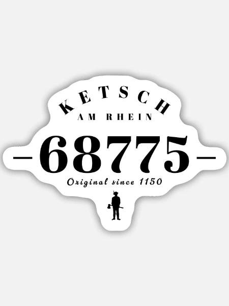 Retro Ketsch am Rhein - Sticker Größe M (15 x 15 cm) - Mattweiß