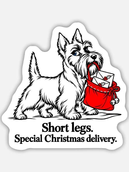 Scottish Terrier liefert Weihnachtsbriefe - Sticker Größe M (15 x 15 cm) - Mattweiß