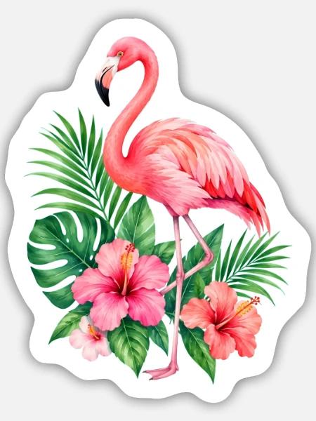 Niedlicher Flamingo Süße Flamingos - Sticker Größe M (15 x 15 cm) - Mattweiß