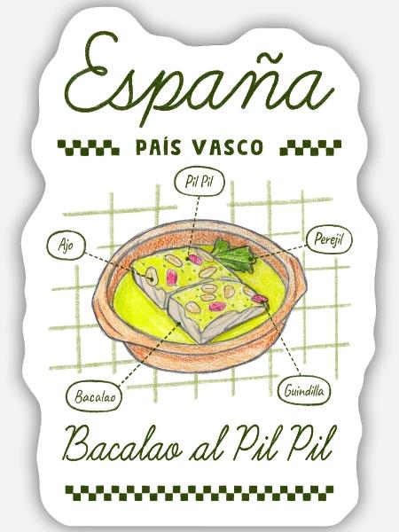 Pil Pil Kabeljau - Sticker Größe M (15 x 15 cm) - Mattweiß