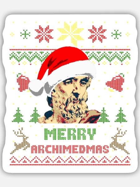 Archimedes Merry Archimedmas - Sticker Größe M (15 x 15 cm) - Mattweiß