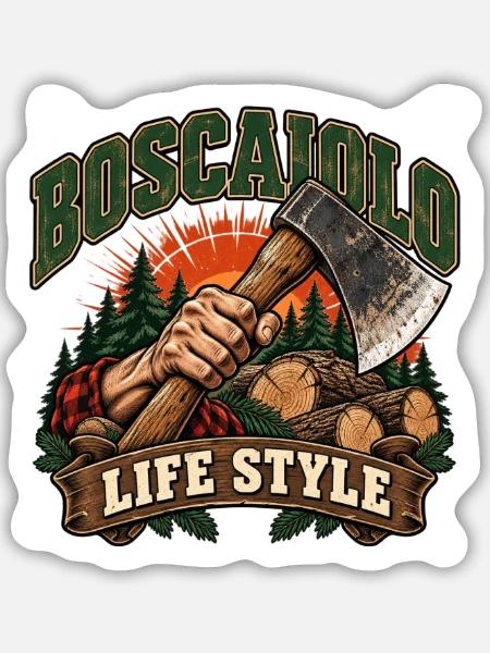 Holzfäller-Lebensstil Rustikaler Wald - Sticker Größe M (15 x 15 cm) - Mattweiß