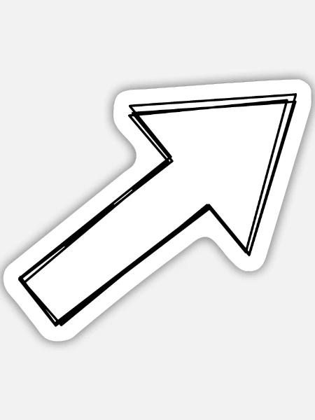 Blockpfeil handgezeichnet - Sticker Größe M (15 x 15 cm) - Mattweiß