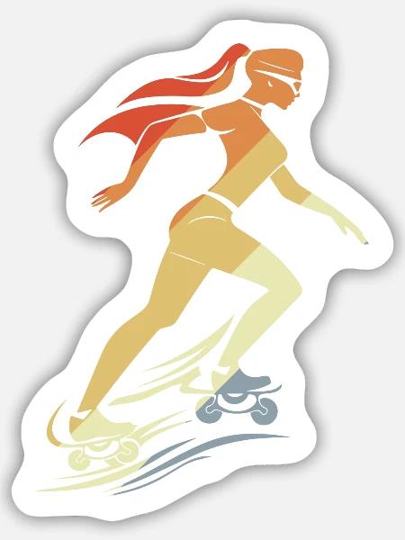 Weiblicher Roller Skater - Sticker Größe M (15 x 15 cm) - Mattweiß
