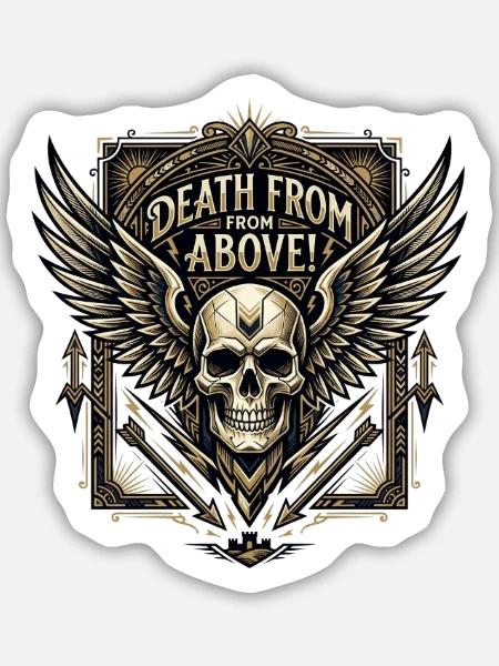 Death_from_above_-_Art_Deco - Sticker Größe M (15 x 15 cm) - Mattweiß