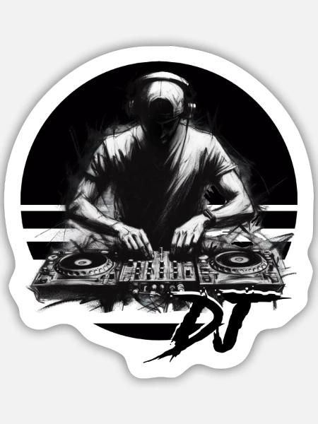 DJ - Sticker Größe M (15 x 15 cm) - Mattweiß