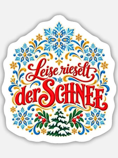Leise rieselt der Schnee Weihnachtspullover Winter - Sticker Größe M (15 x 15 cm) - Mattweiß
