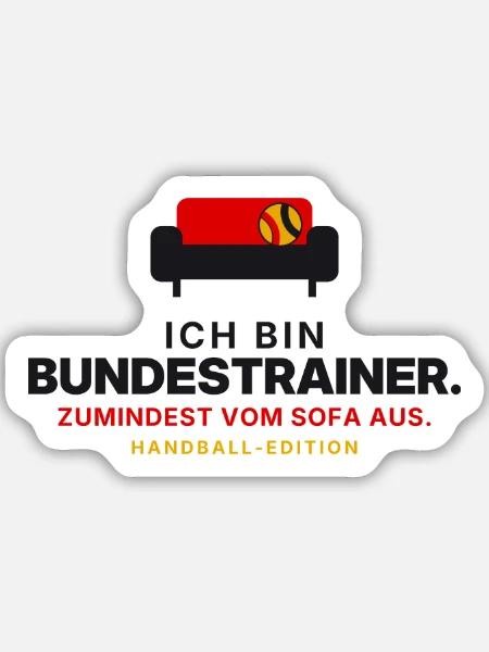 Sofa-Bundestrainer Handball - Sticker Größe M (15 x 15 cm) - Mattweiß