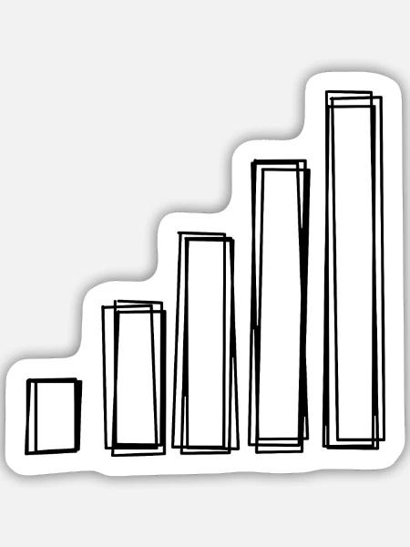 Signalbalken handgezeichnet - Sticker Größe M (15 x 15 cm) - Mattweiß