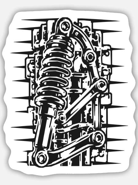 Coilover Diagramm Grafik - Sticker Größe M (15 x 15 cm) - Mattweiß