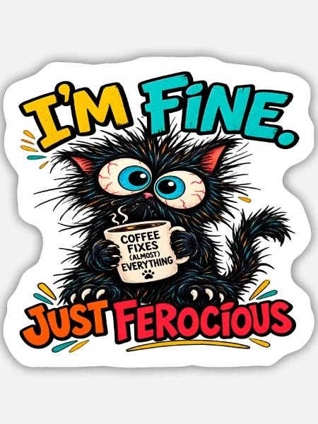 Mean Cat – Alles spielt - Sticker Größe M (15 x 15 cm) - Mattweiß