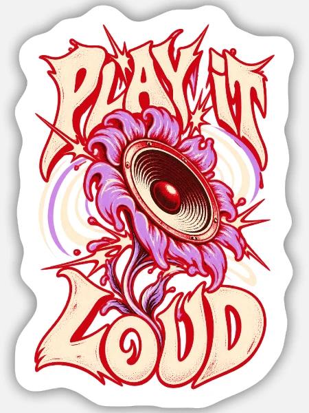 Playin Loud Blüten Speaker - Sticker Größe M (15 x 15 cm) - Mattweiß