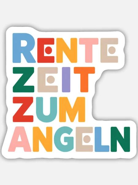 Rente Zeit zum Angeln Spruch - Sticker Größe M (15 x 15 cm) - Mattweiß