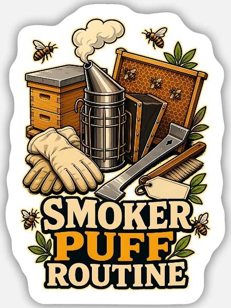 SMOKER PUFF ROUTINE - Sticker Größe M (15 x 15 cm) - Mattweiß