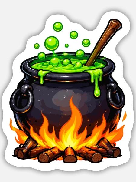 Kessel des Zaubertranks - Sticker Größe M (15 x 15 cm) - Mattweiß