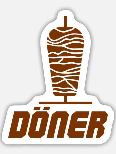 Döner Spieß Illustration - Sticker Größe M (15 x 15 cm) - Mattweiß