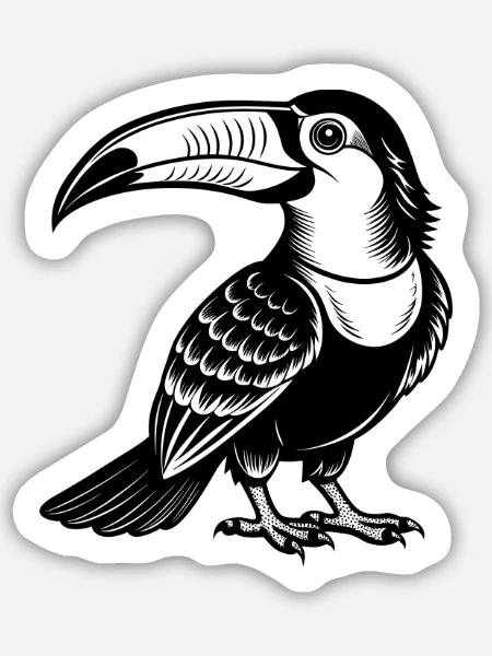Tukan - Sticker Größe M (15 x 15 cm) - Mattweiß