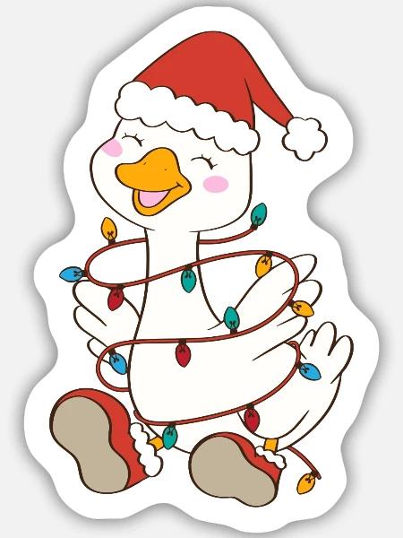 Süße Weihnachtsgans - Sticker Größe M (15 x 15 cm) - Mattweiß