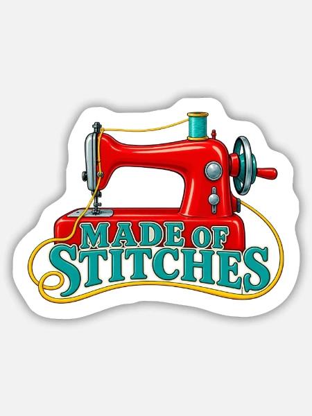 Aus Stichen gemacht: Nähen - Sticker Größe M (15 x 15 cm) - Mattweiß
