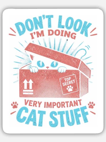 Katzengeheimnis im Karton - Sticker Größe M (15 x 15 cm) - Mattweiß