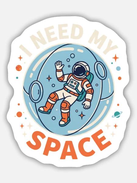 I Need My Space – Astronaut Blase - Sticker Größe M (15 x 15 cm) - Mattweiß