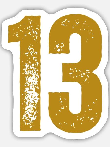 13 - Sticker Größe M (15 x 15 cm) - Mattweiß