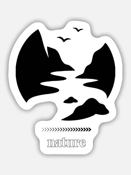 Natur Silhouetten im Mondlicht - Sticker Größe M (15 x 15 cm) - Mattweiß