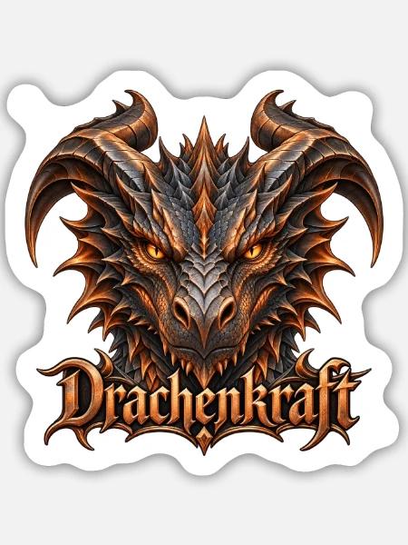 Drachenkraft – Dunkler Fantasy-Drache - Sticker Größe M (15 x 15 cm) - Mattweiß
