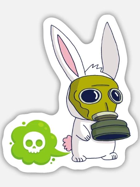 Der Hase, der furzt - Sticker Größe M (15 x 15 cm) - Mattweiß