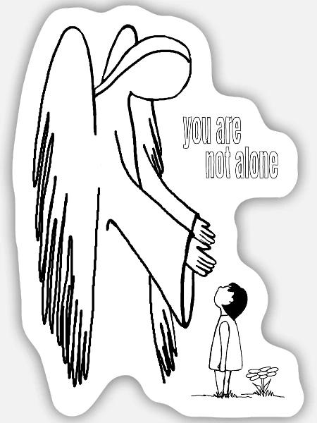 You Are Not Alone – Schutzengel Statement - Sticker Größe M (15 x 15 cm) - Mattweiß