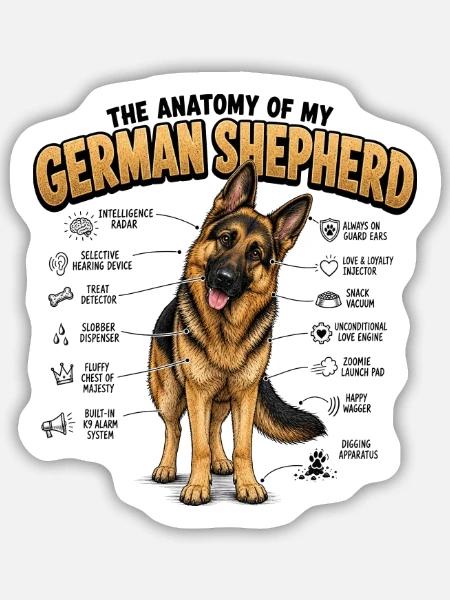 Deutscher Schäferhund Hundehalter T Schäferhund  - Sticker Größe M (15 x 15 cm) - Mattweiß