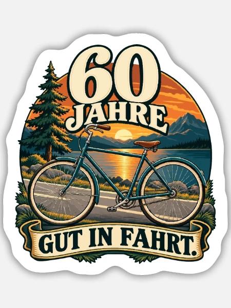 60 Jahre Gut in Fahrt - Sticker Größe M (15 x 15 cm) - Mattweiß
